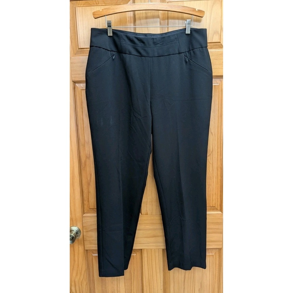 Investments Women's 14 S Black Dress Work Slacks Career Zip Pockets Pullon Pants